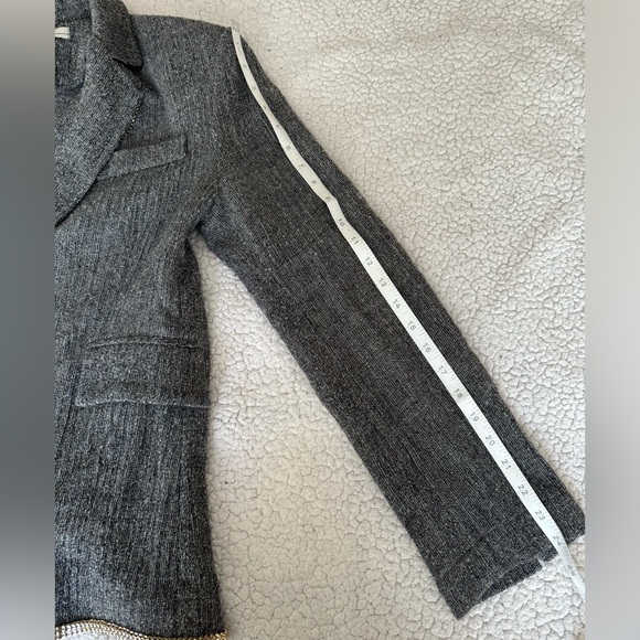 Ella Luna Chain Embellished Grey Wool Sweater Jacket Size L - Picture 8 of 11